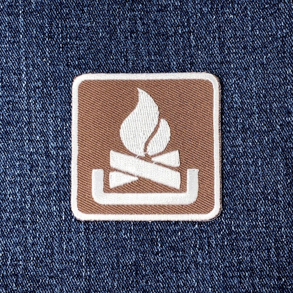 Campfire Patch - Embroidered Fire Pit Camping Badge 2" (Iron On)