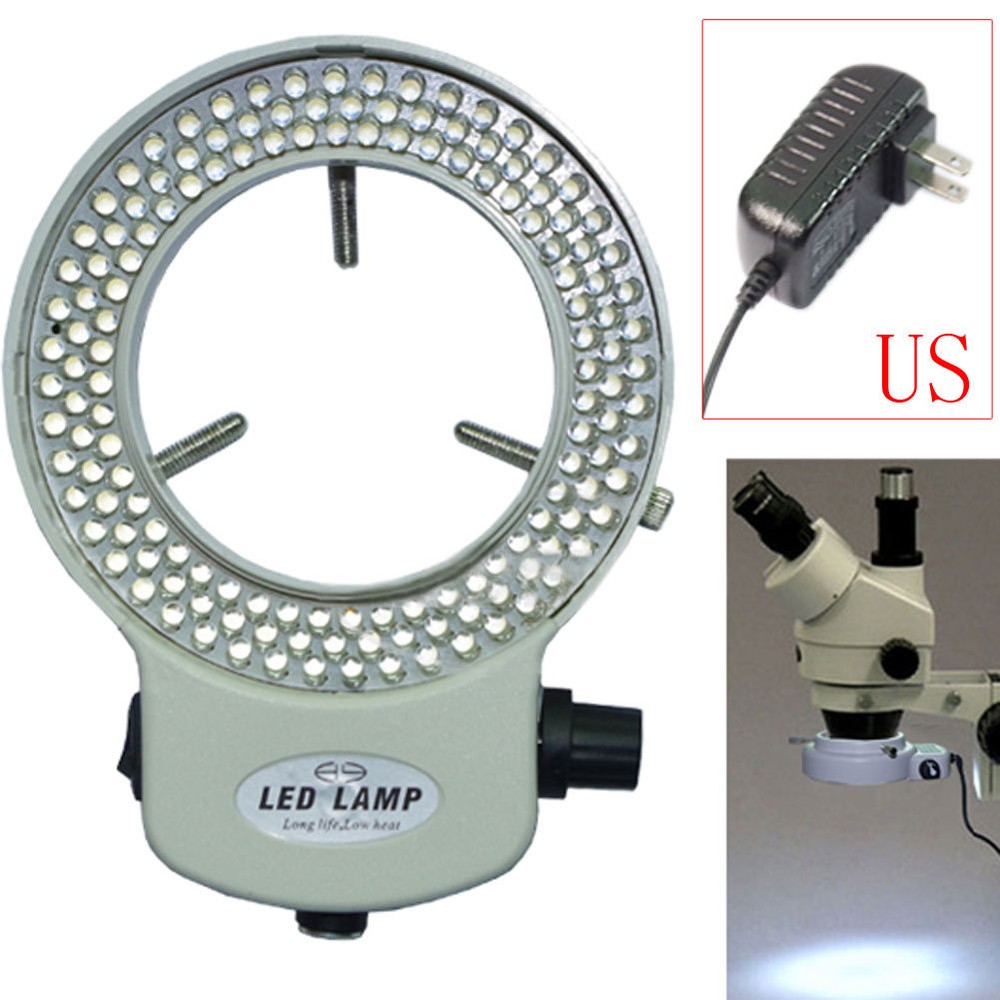 Bright 144 LED Bulbs Microscope Ring Light Illuminator Lamp Adjustable US Plug