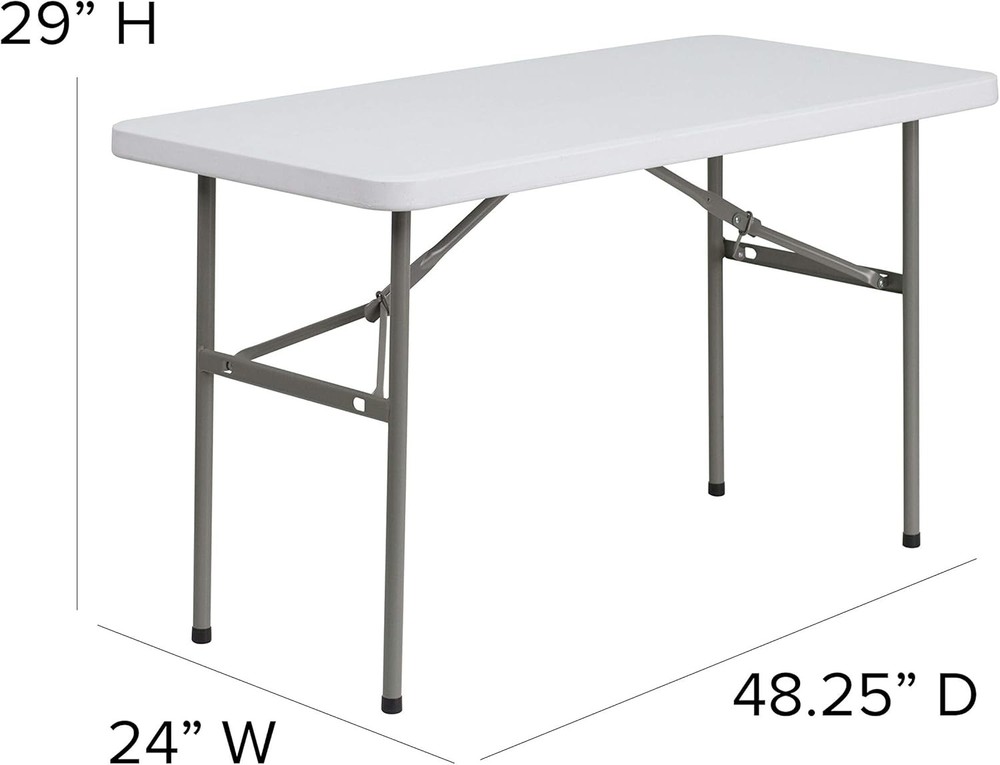 Elon 4' Rectangular All-Occasion Plastic Folding Event Table, Folding Banquet Ta
