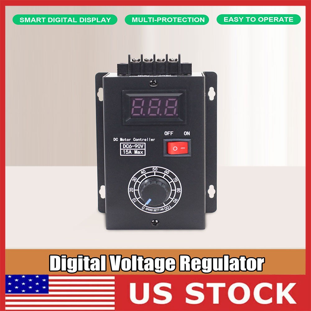 DC Motor Speed Regulator 6V-90V Digital LED PWM Motor Controller Switch Reverse