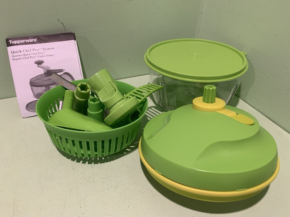 Tupperware Quick Chef Pro System Manual Food Processor - Green