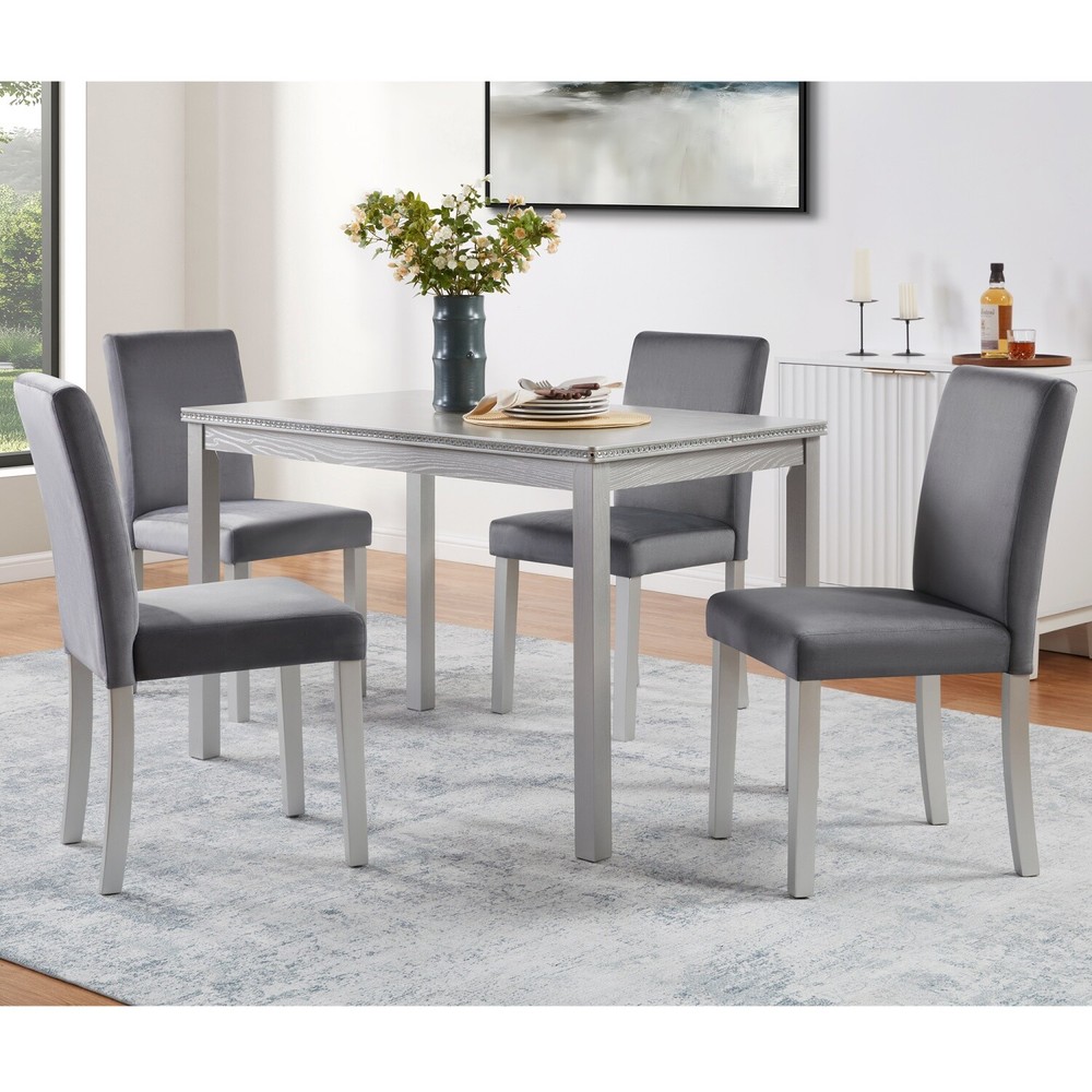5 Piece Dining Table Set Wooden Dining Table & 4 Chairs for Kitchen Dining Room