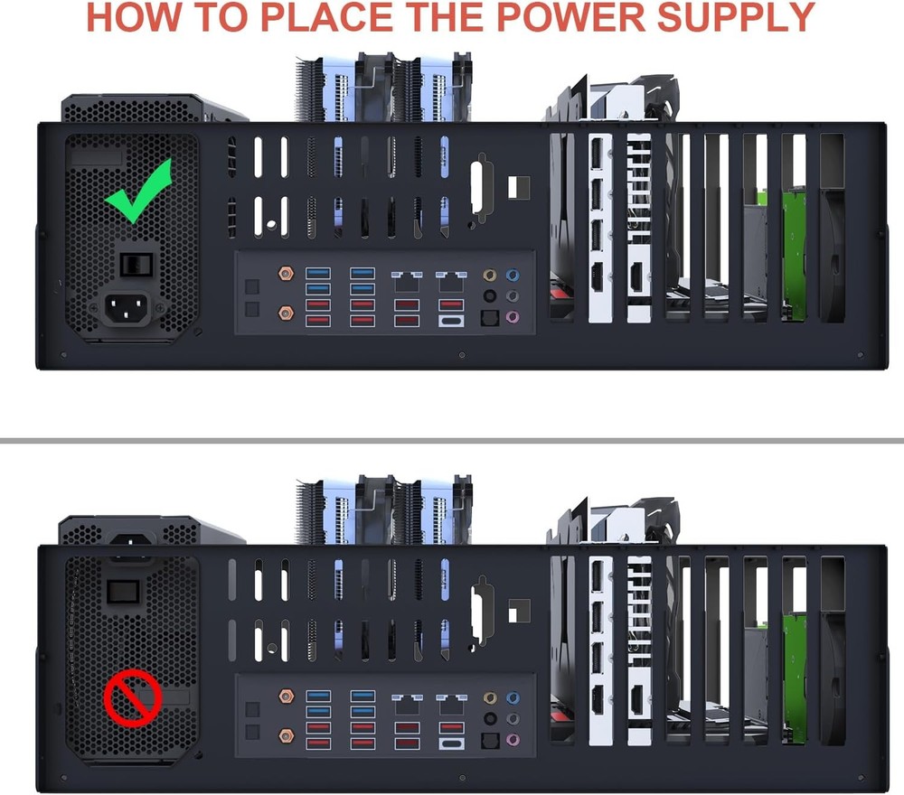 DIY Gaming Computer Case, E-ATX Open Chassis Case Rack for Black
