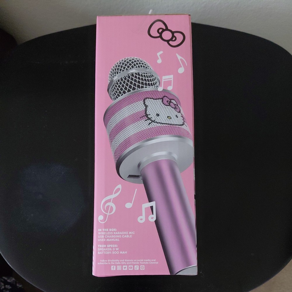 Hello Kitty Bluetooth Karaoke Microphone Wireless Speaker USB Charging Pink