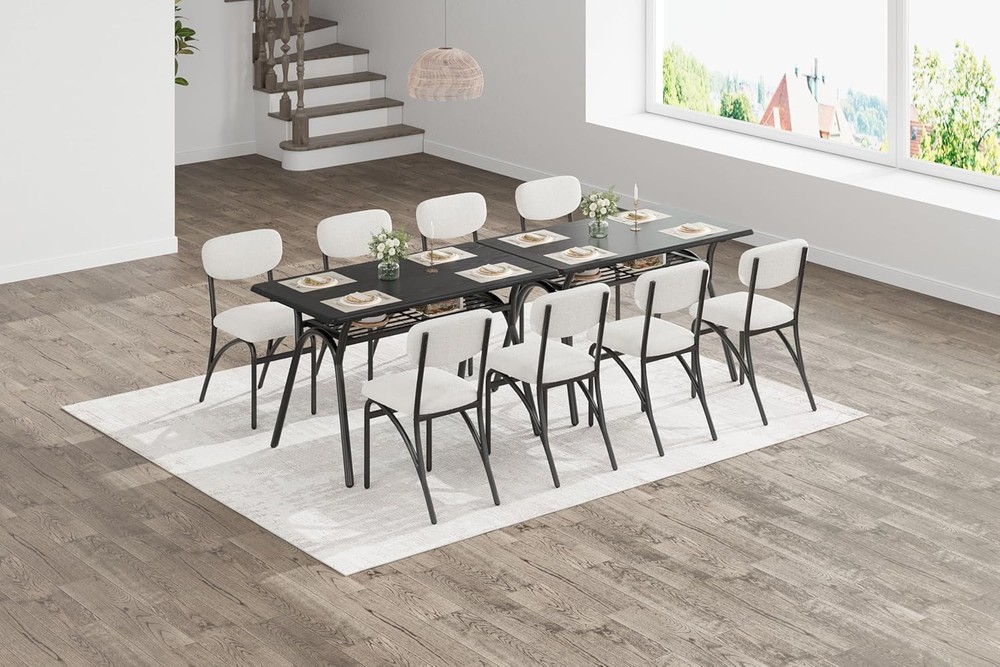 Perfect Space Solution, 4-Person Dining Set W/ Storage Rack, Grey Chair & Marble