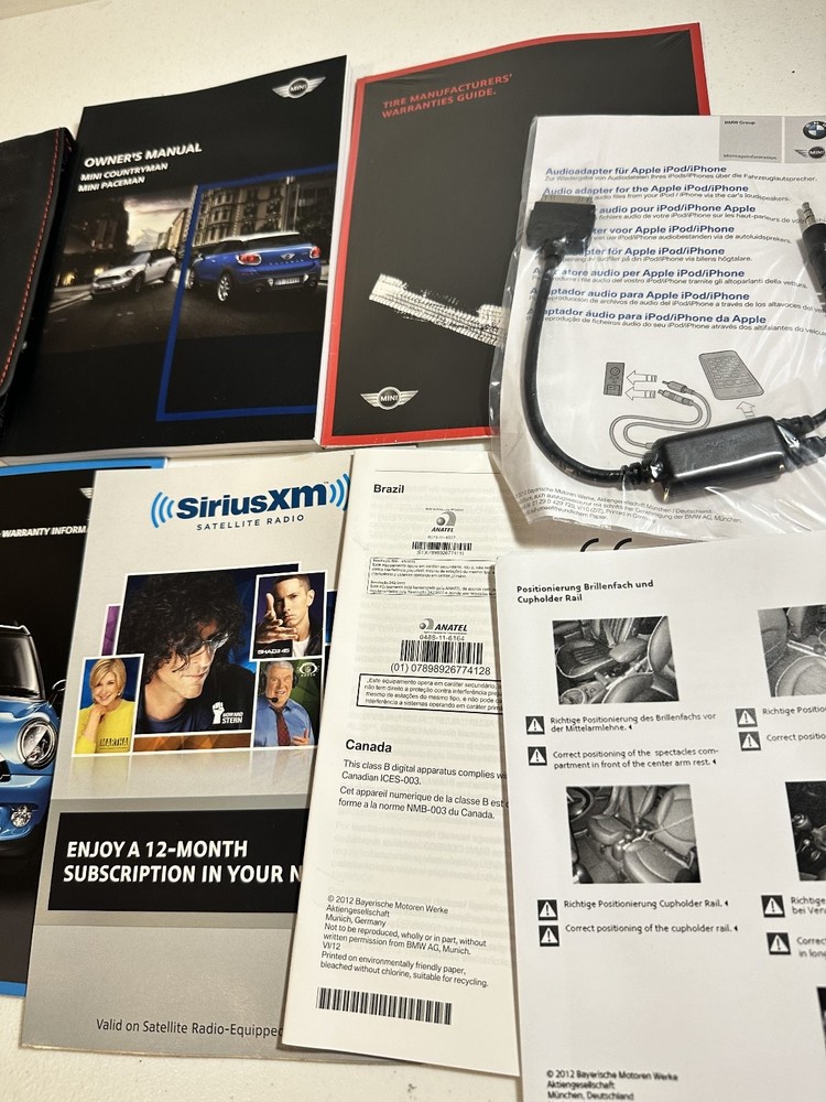 MINI Cooper Countryman Paceman Owners Manuals 2012