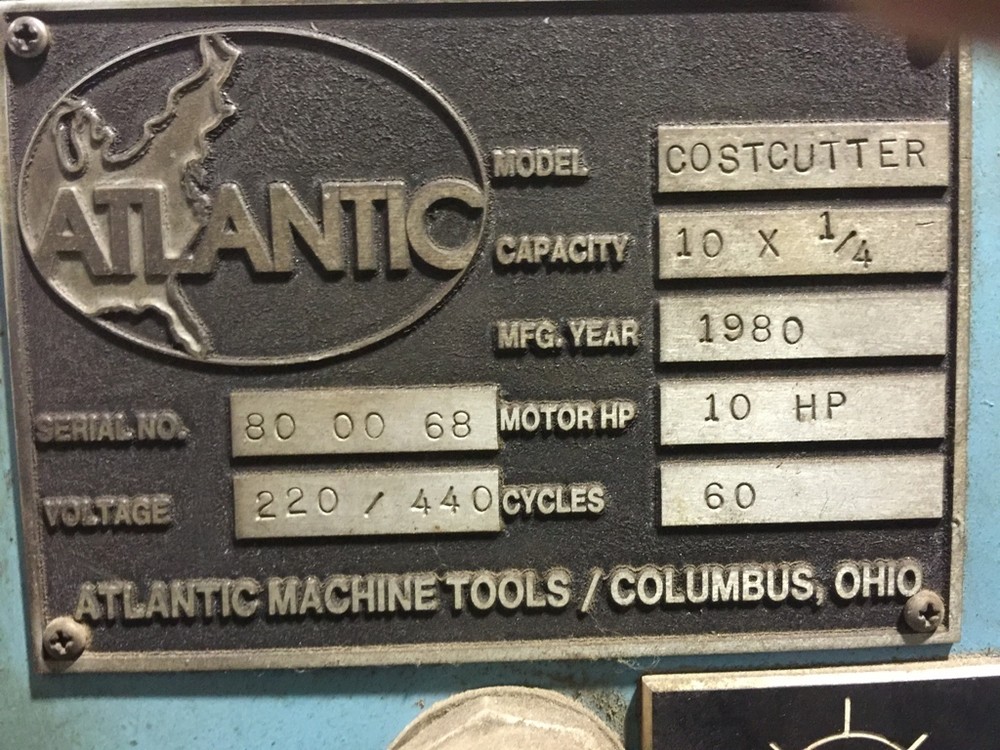 ATLANTIC 10' X 1/4" HYDRAULIC POWER SQUARING SHEAR