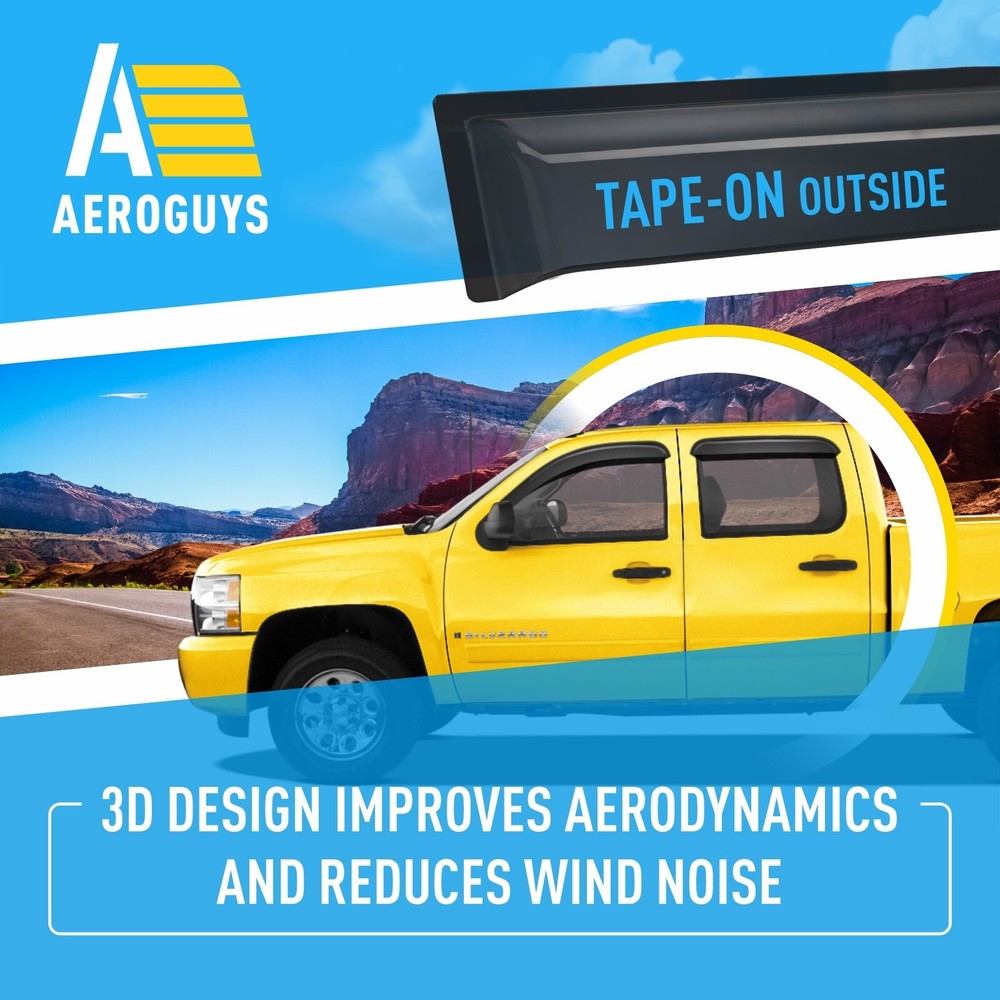 Rain Guards Vent Visors Shade for Chevy Silverado 07-13 Crew Cab