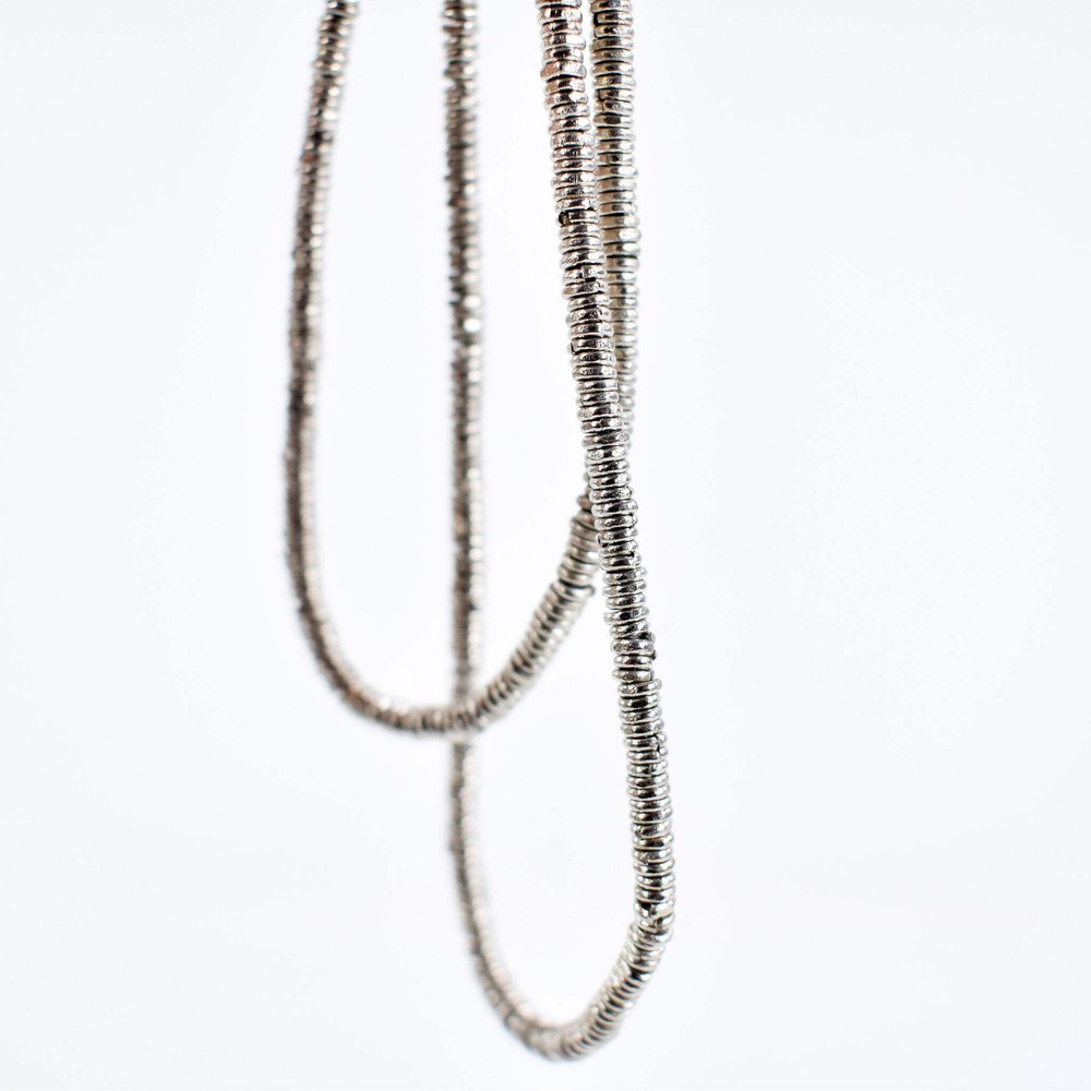 Silver Metal Heishi Beads Ethiopia