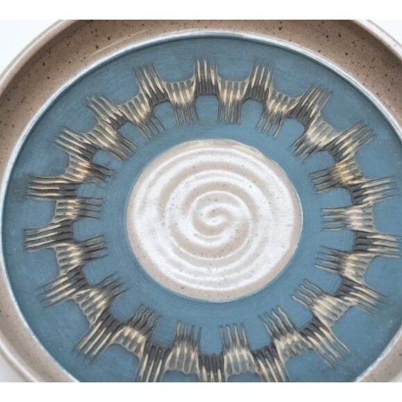 Vintage MCM Abstract Handcrafted Stoneware Studio Pottery Dish