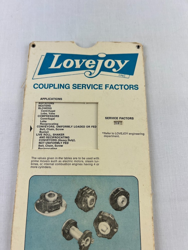 Flexible Coupling Selector Slide Rule Lovejoy Centaflex, Paraflex, Elastomeric
