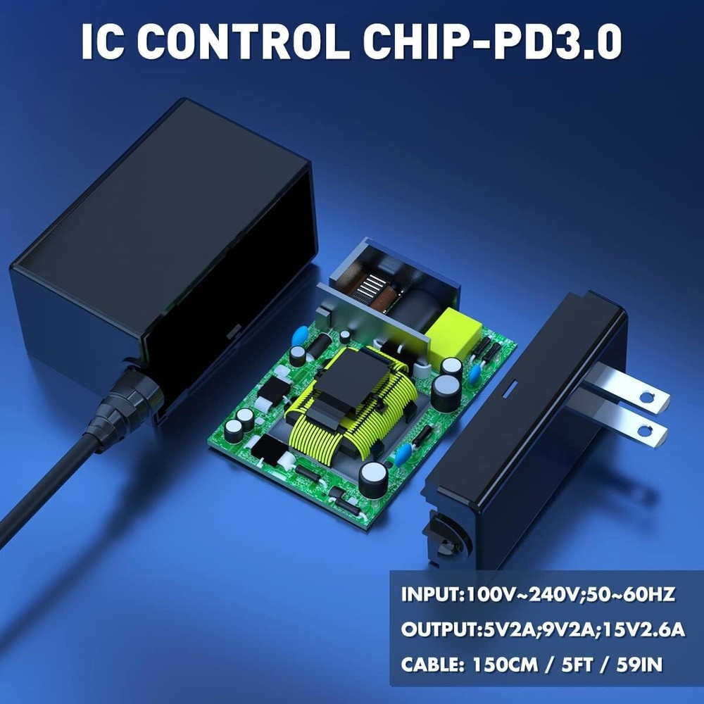 15V USB C Charger Compatible with Nintendo Switch 2/Switch/OLED/Lite/Steam Deck