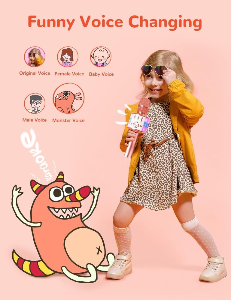 Karaoke Microphone for Adults, Wireless Bluetooth Microphone for Singing Port...
