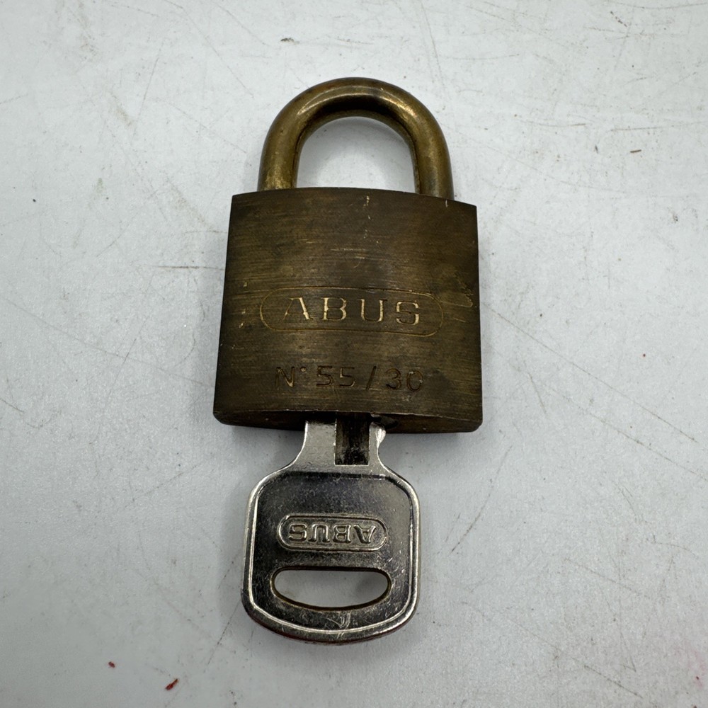 Abus 55/30 Solid Brass Lock Padlock With Key - Works