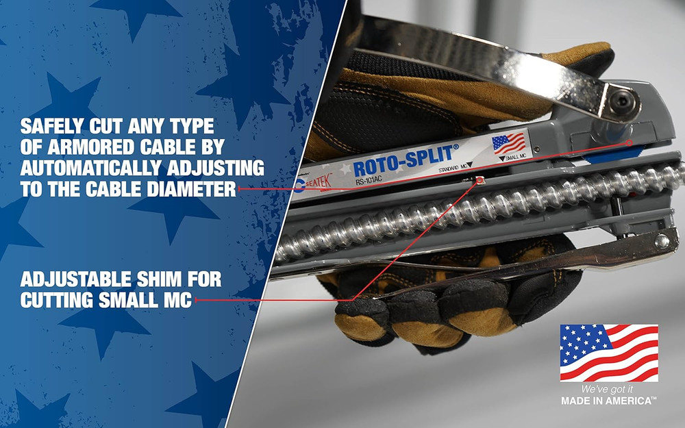 Automatic Roto-Split Wounded Warrior Cable Cutter - Cuts AC, MC, BX, & HCF Cable