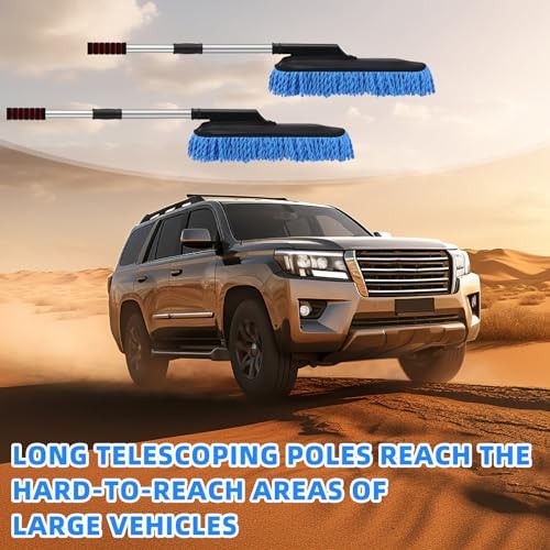 Pack Microfiber Car Duster Exterior Scratch Free with Extendable Handle 2 Blue