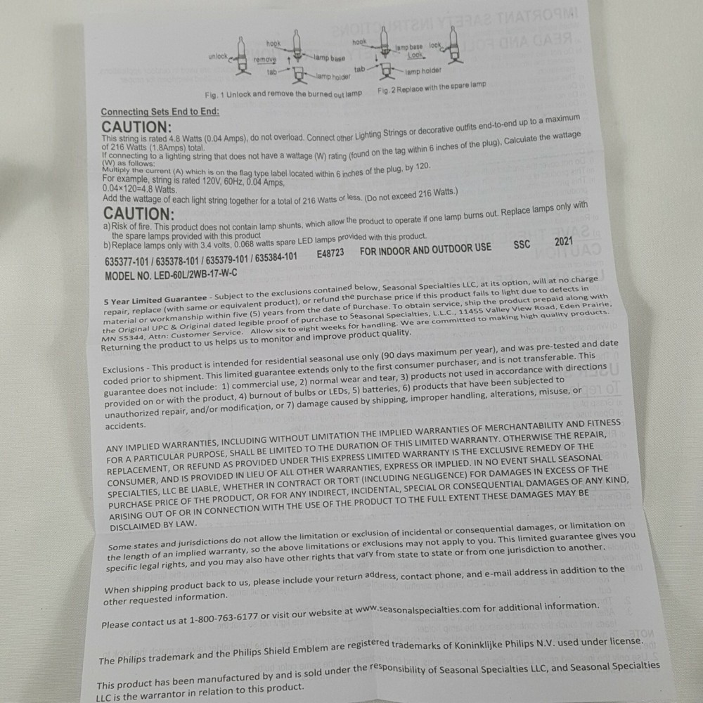 LED 60 Mini Christmas String Lights Warm White 19'-7" Philips