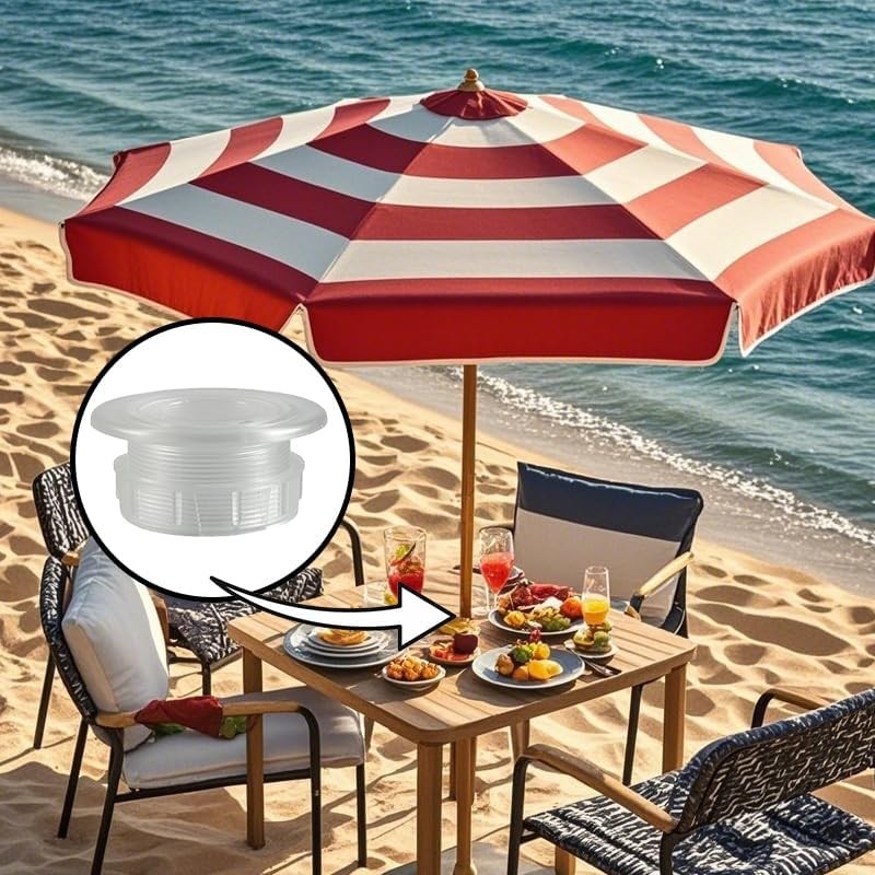 Parasol Umbrella Hole Ring Plug and Cap Set, Outdoors Deck Table Clear