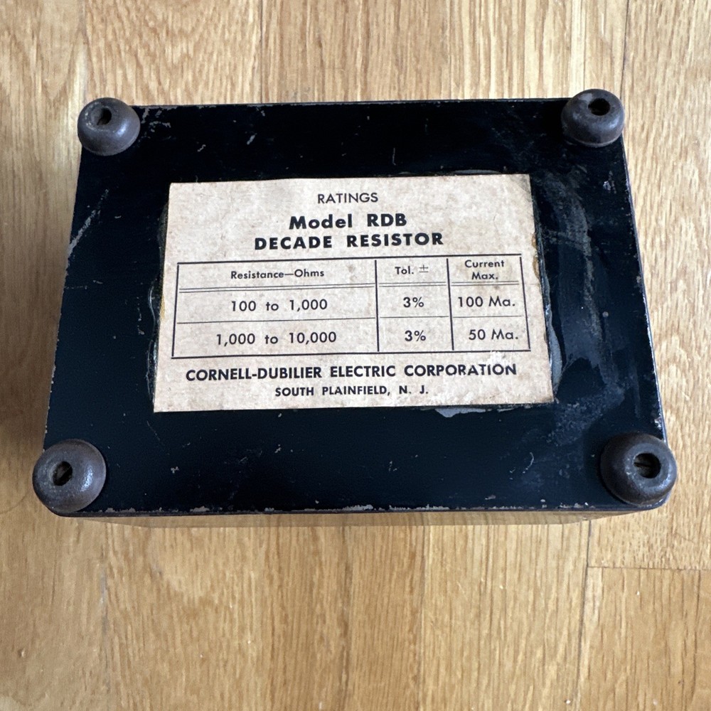 Vintage Cornell-Dubilier RDB Decade Resistor Box 100Ω–10kΩ ±3% Bakelite Lab