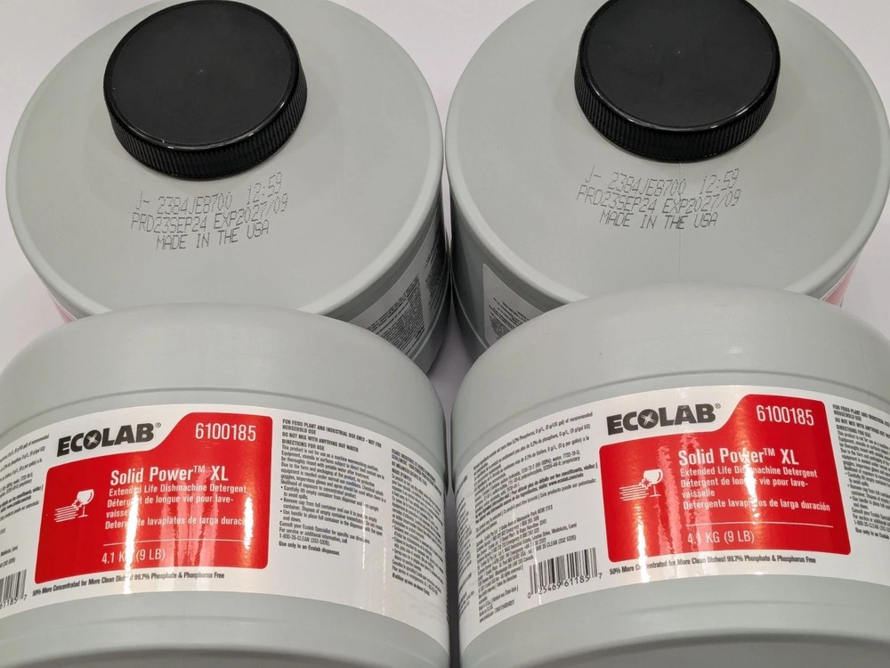 Ecolab Solid Power XL Dishwasher Machine Detergent - 9 lbs, Pack of 4