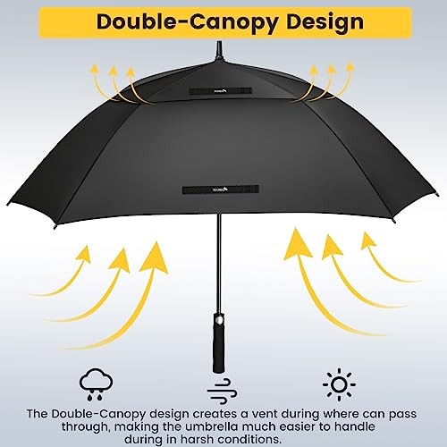 Extra Large Golf Umbrella 62 Inch, Automatic Open Double Canopy Vented Golf