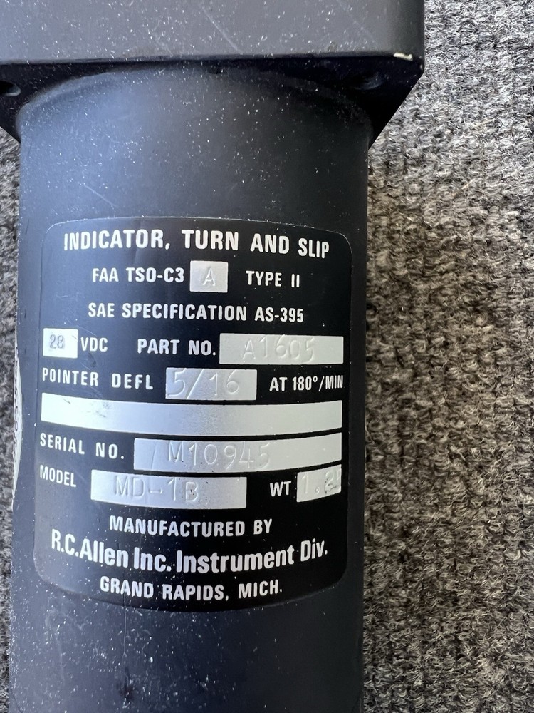 RC ALLEN A1605 TURN & SLIP INDICATOR
