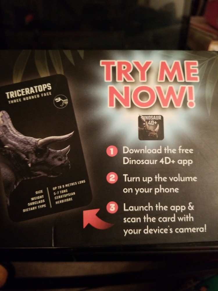 NEW 4D+ Dinosaur Experience Augmented Reality Cards + VR Virtual Reality Headset