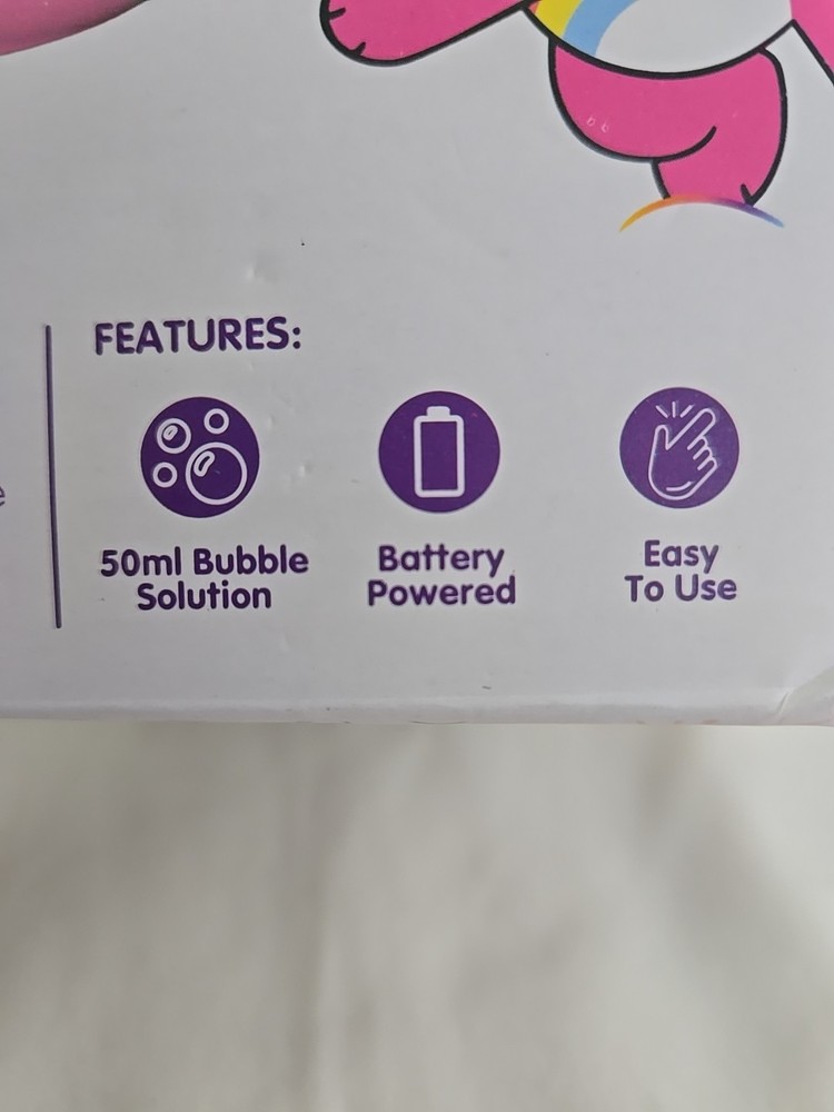 Care Bear Cheer Bear Automatic Bubble Blower W/ Solution Battery Operated Easter