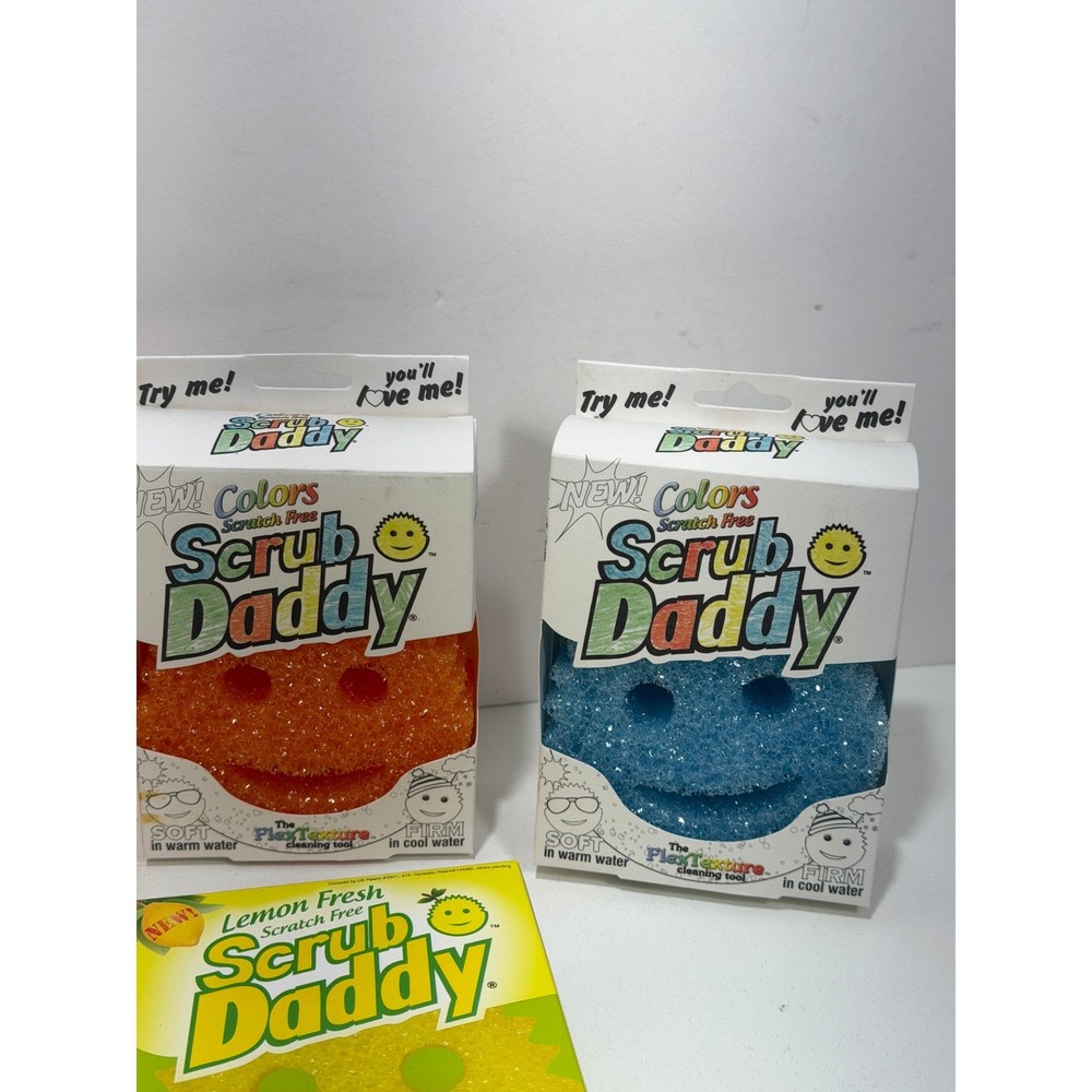 Scrub Daddy FlexTexture Sponge Bundle 4 Pack Lemon Fresh & Colors Scratch Free