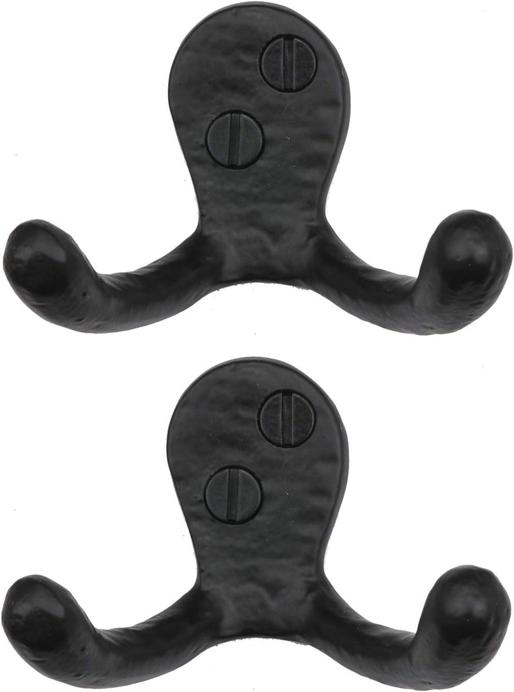Cast Iron Double Coat Hooks 2 Pack