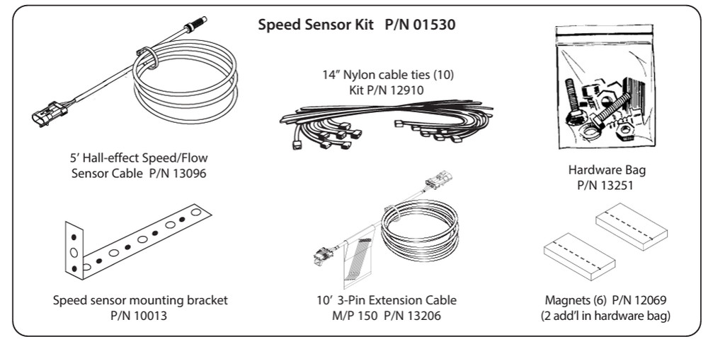 01530 Micro-Trak Magnetic Wheel Speed Sensor Kit With 10' Extension Cable