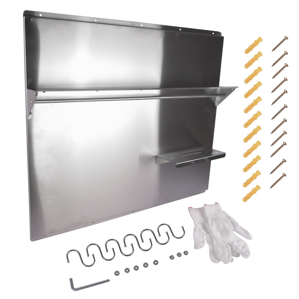 Backsplash Shelf Stainless Steel Kitchen Range Hood Wall Tile Shield Silver