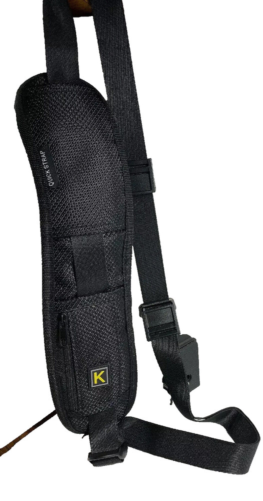 Quick Release Shoulder Strap for DSLR Cameras & Camcorders with Zippered Pocket