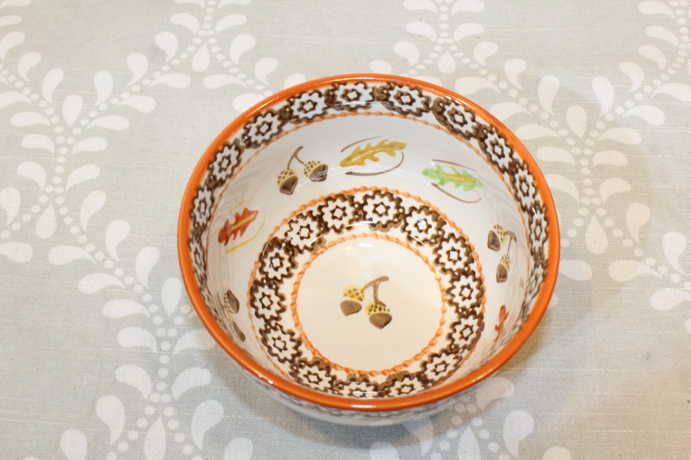 5 PC Temptations Old World Stacking Nesting Mixing Bowl Set - Fall/Autumn Acorns
