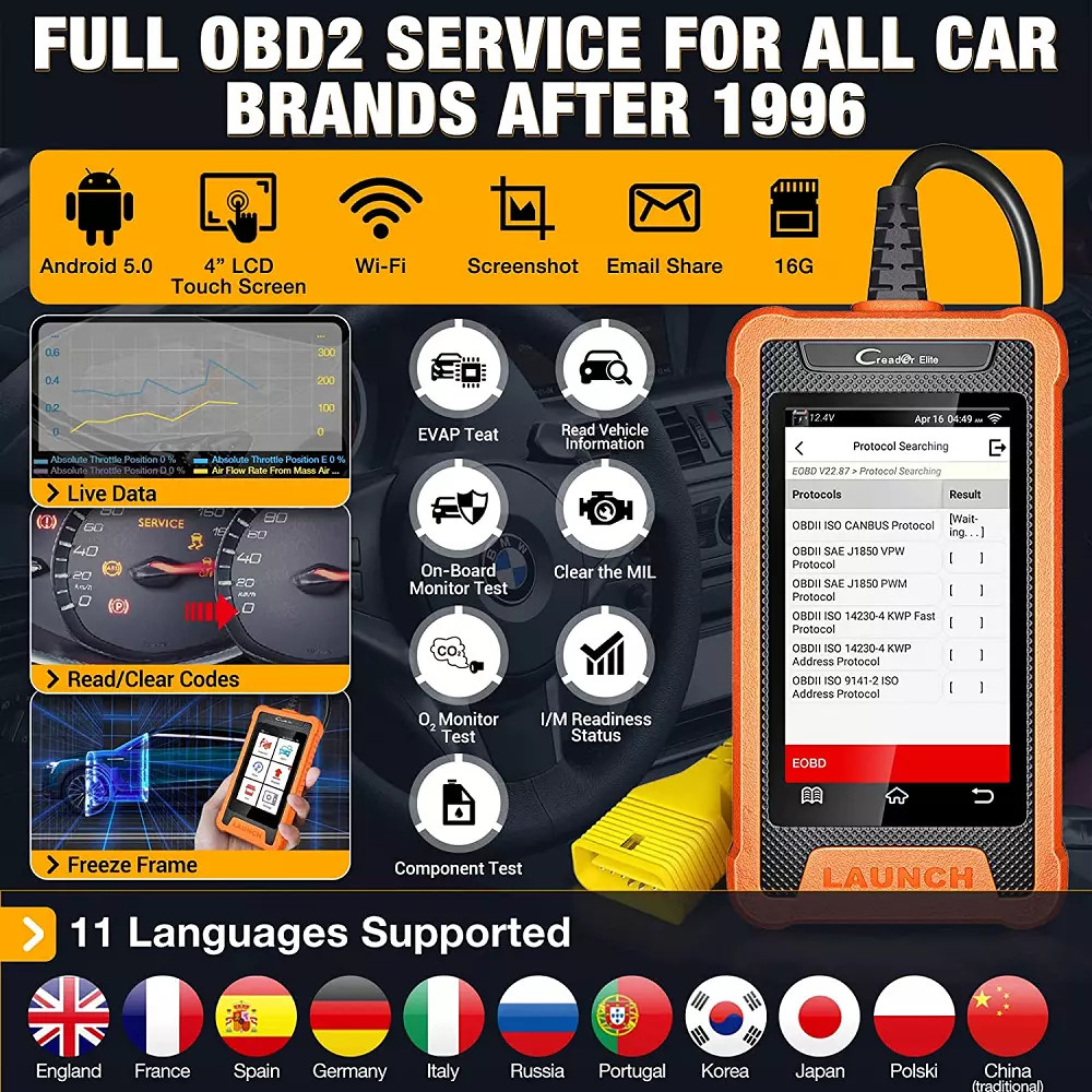 LAUNCH X431 Elite For VW Audi Diagnostic Tools Car OBD2 Scanner Full System Tool