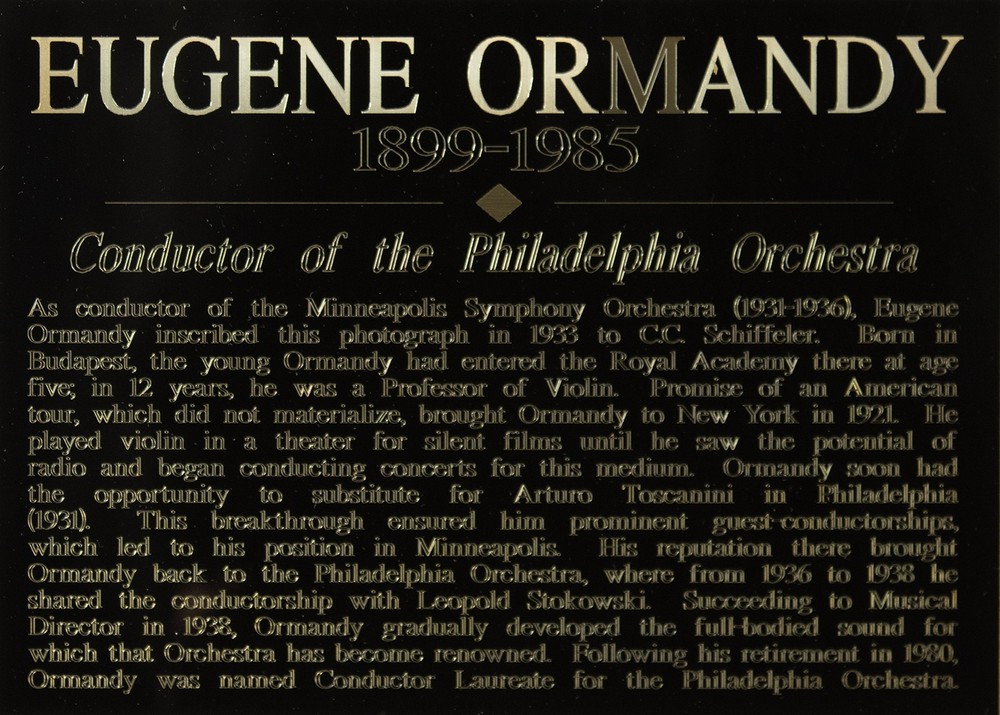 EUGENE ORMANDY - AUTOGRAPHED INSCRIBED PHOTOGRAPH 1933