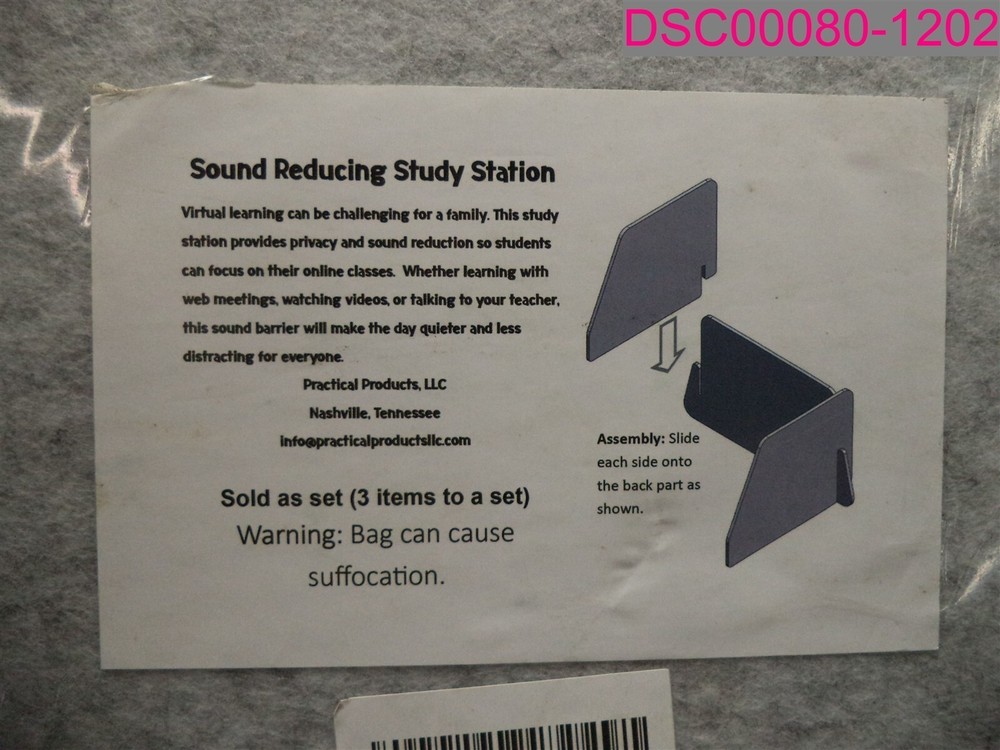 Practical Products, llc. Acoustic Divider Sound Reducing Study Station Gray