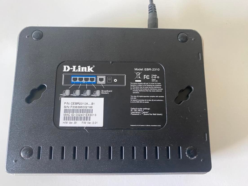 D-Link Network Switch -Model: EBR-2310 Router Box with Cat 7 Network cable 10 Ft