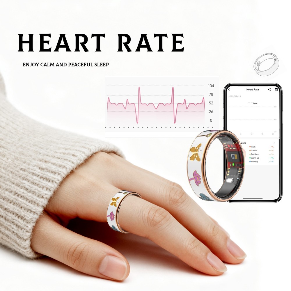 Smart Ring Fitness and Sleep Tracker SpO2 w/ Charging Case for iOS & Android US