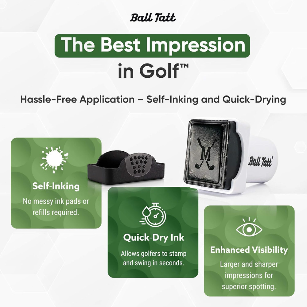 Golf Ball Stamp Personalized Monogram Initial Self-Inking Marker Quick Dry Perma