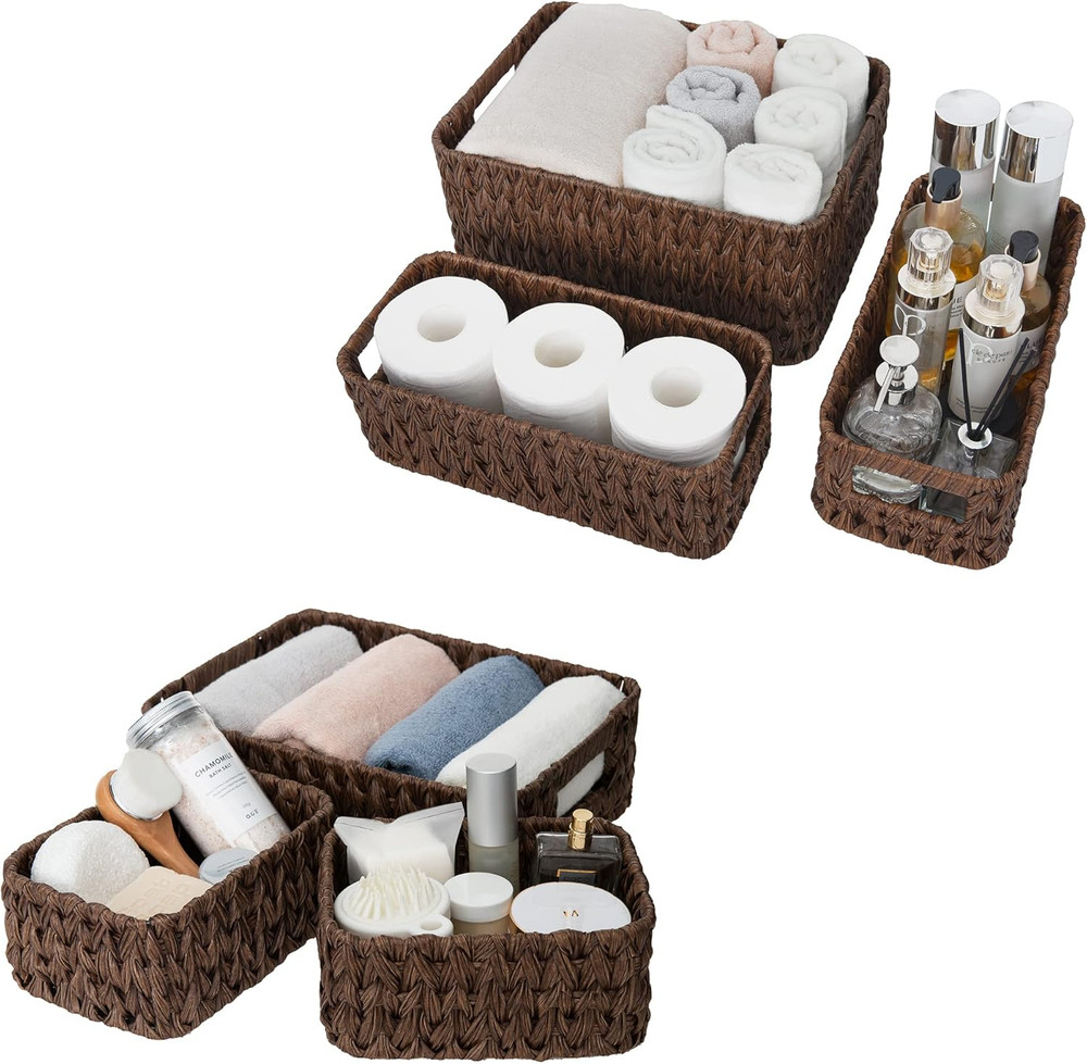 Bundle of 3-Pack Wicker Baskets & 3-Pack Wicker Storage Baskets