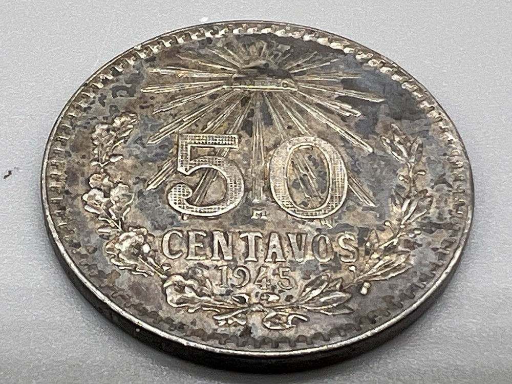 1945 Mexico 50 Centavos .720 Silver Coin