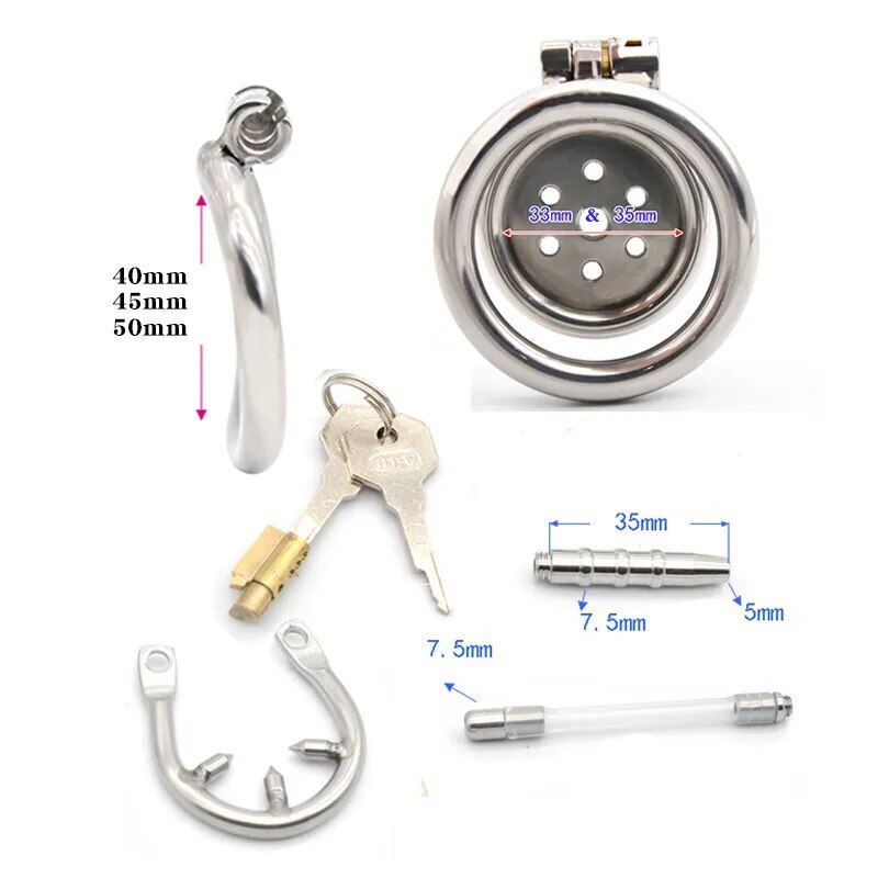Small Flat Lock Chastity Device with Arc Ring Chastity‬ Cage Preventing Cheating