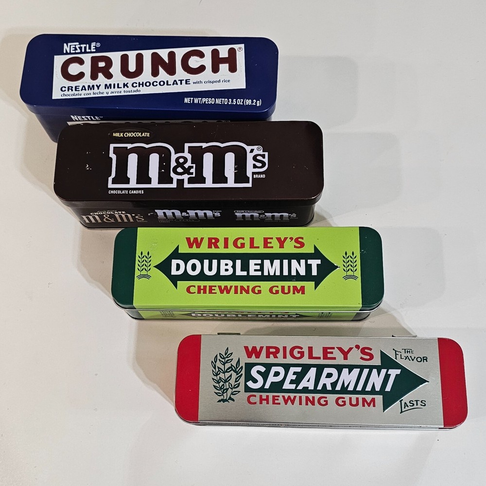Empty Candy Tins, M&M'S / Nestle Crunch / Wrigley's Doublemint & Spearmint