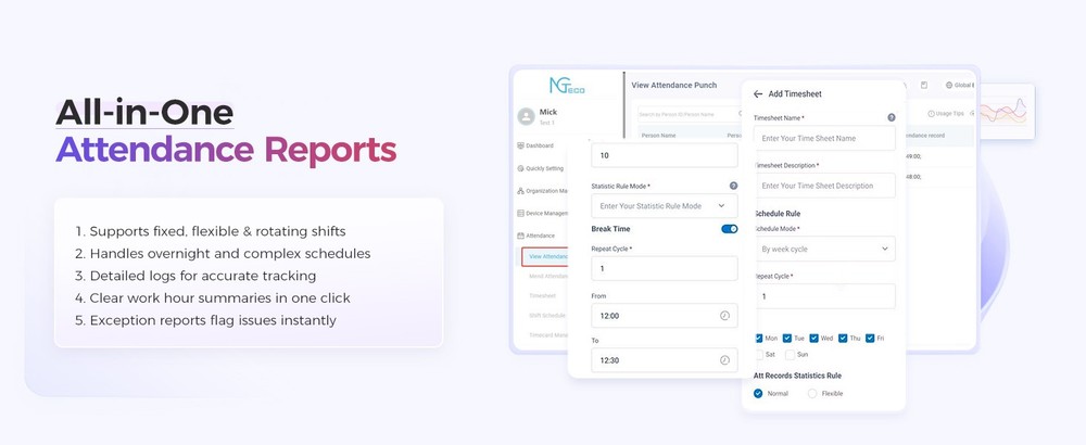 TC5 Cloud-Based Face Recognition Time Clock for Employees WiFi Attendance System