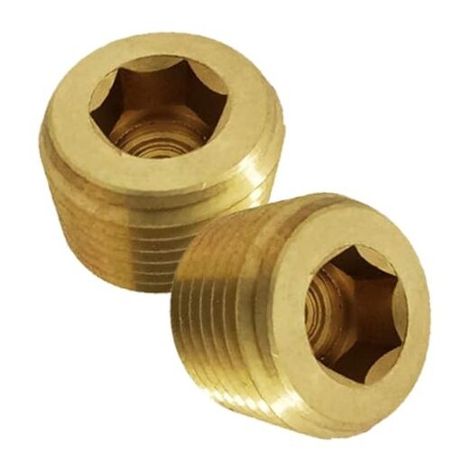 2 Pcs Brass Pipe Plug, 1/4" Male NPT Fully Threaded with Hex Socket Head,
