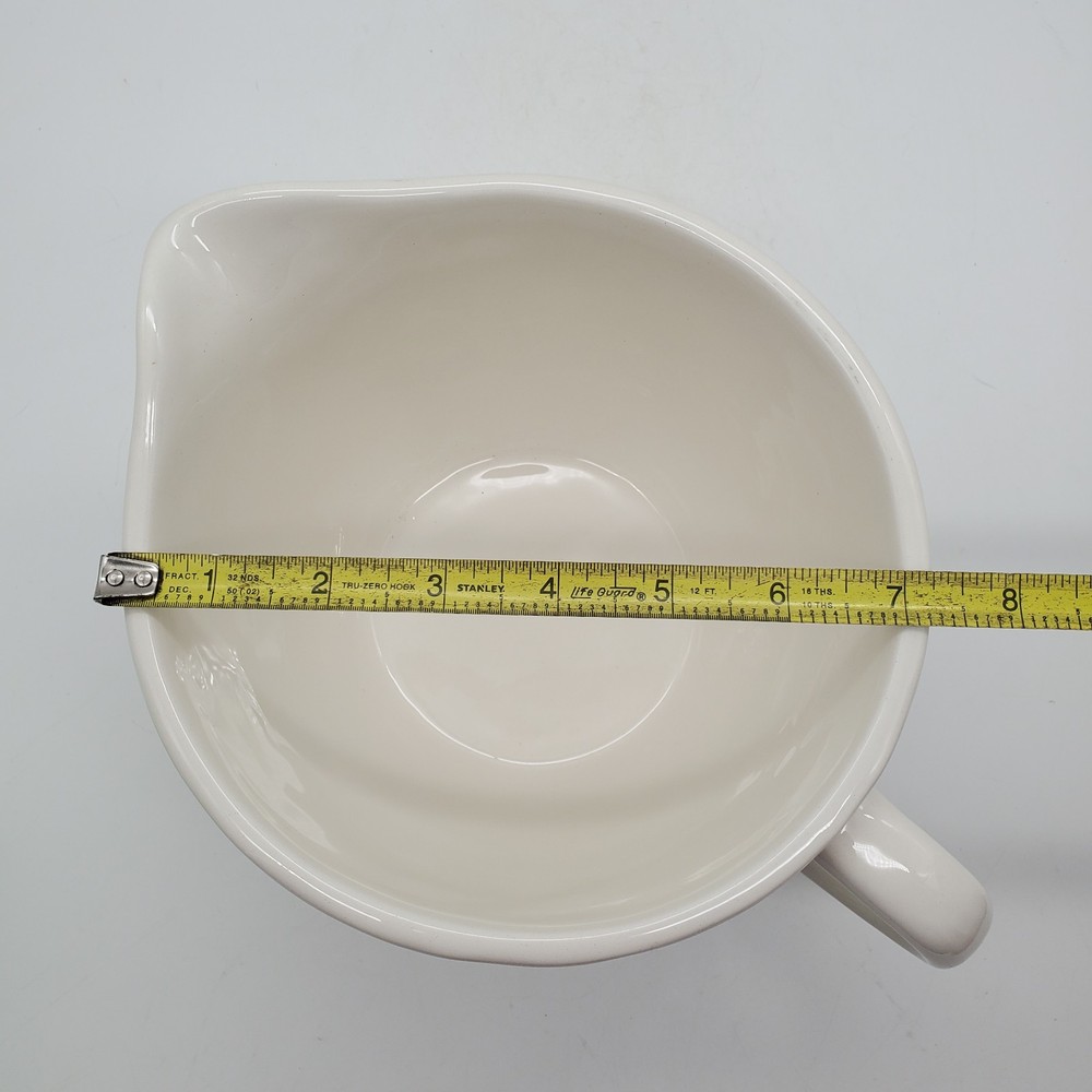 Mud Pie Mixing Bowl With Handle and Spout White Ceramic "MIX"