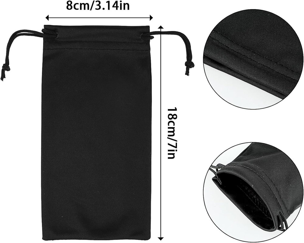 Durable Eyewear Pouch Set - Secure Drawstring Closure - Assorted Colors