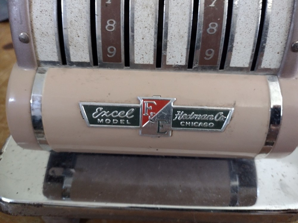 F & E "Excel" Model Check Protector by Hedman Co Chicago - Vintage Check Printer