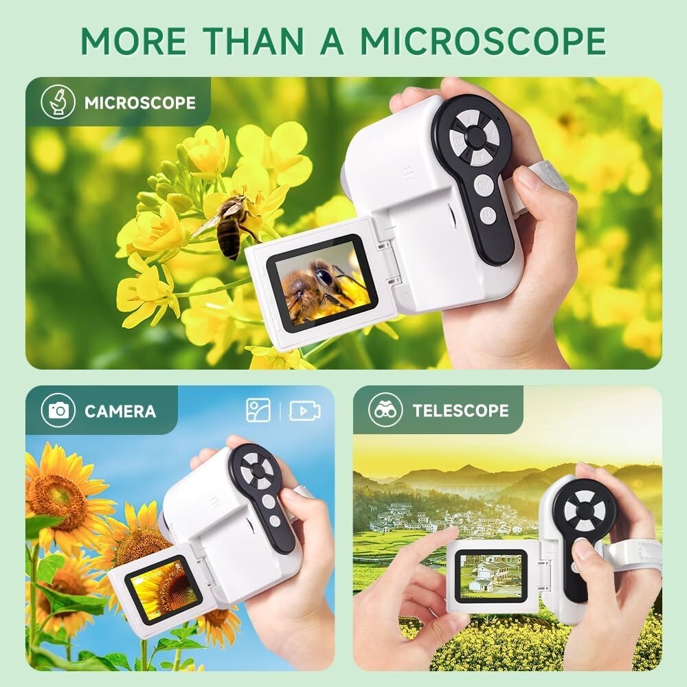 [3-in-1] 1000X Handheld Portable Microscope with 2" LCD Screen